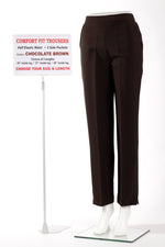 Load image into Gallery viewer, Ladies Comfort Fit Polyester Trousers - Chocolate Brown
