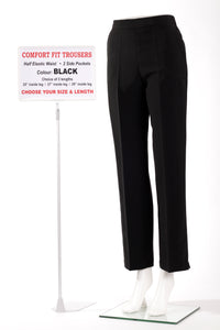 Ladies Comfort Fit Polyester Trousers - Black